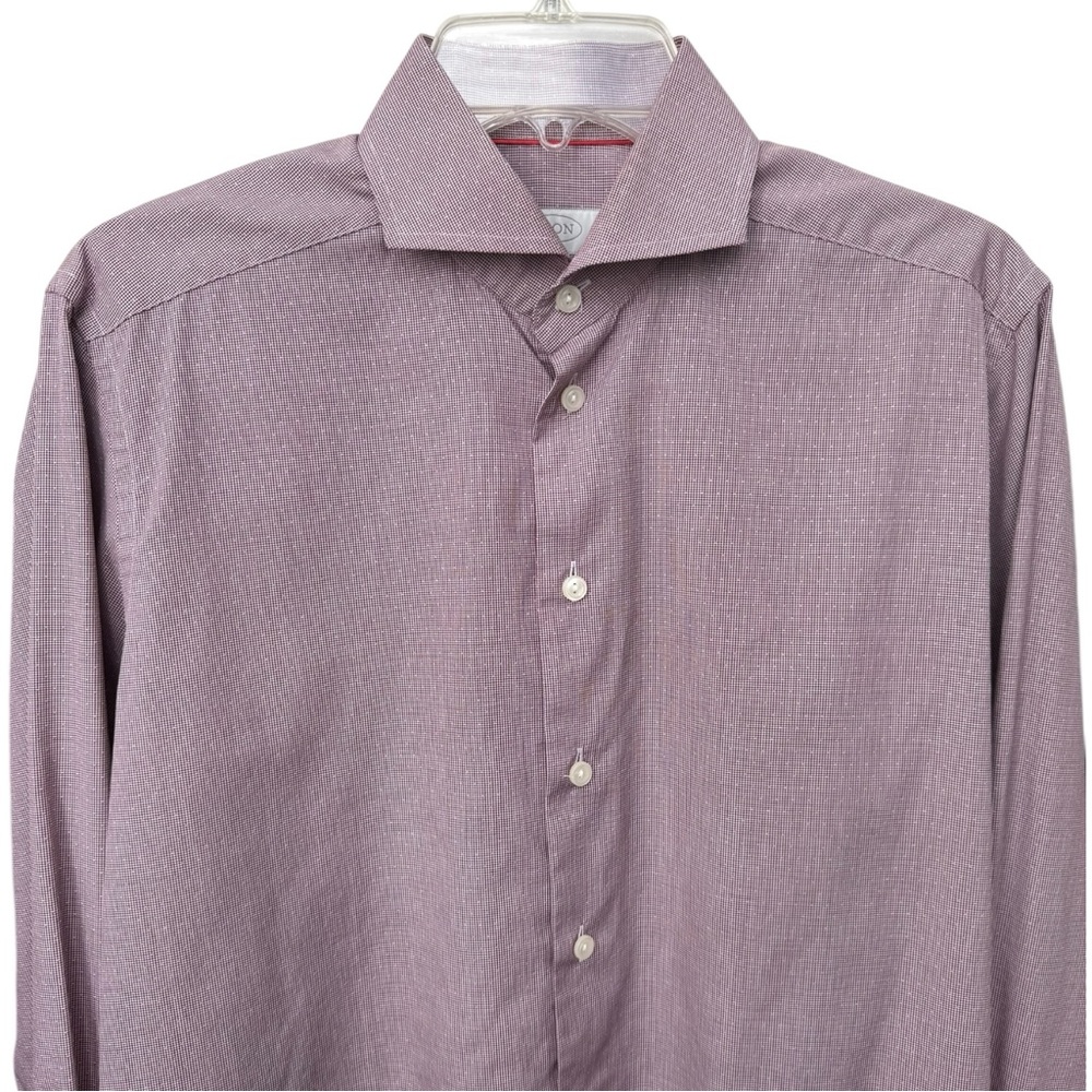 Eton Slim Fit Button Dress Shirt Size 39 Neck 15.5 Red Burgundy